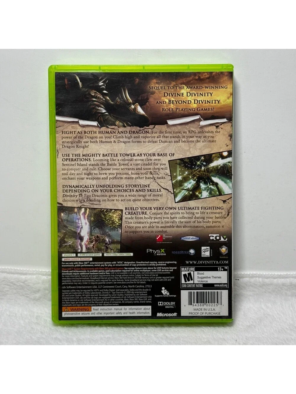 Divinity II Ego Draconis Xbox 360 Complete CIB  NTSC RPG Larian CDV